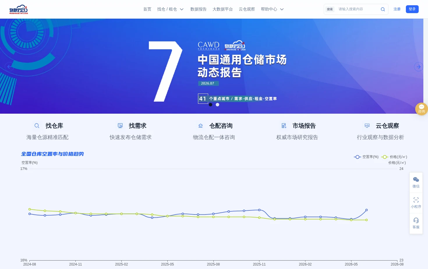 物联云仓仓储服务平台 页面快照